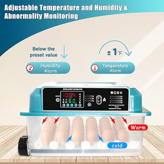 Incubators for Hatching Eggs,36 Egg Incubator,Automatic Egg Turning,Temperature & Humidity Control,Abnormality Monitoring,Egg Candle,Professional Incubator for Chicken,Duck,Geese,Quail