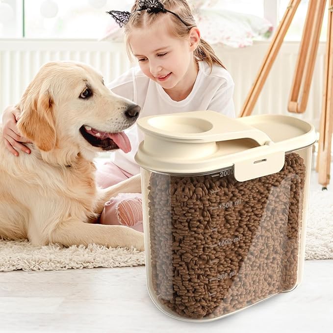 Dog Food Container - 2L Container for Dog Food - Visible Grain Dispenser Large Capacity Anti-moisture Dust-proof for Kitchen Pantry Garage Barn Farm