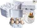 Farm Fresh Egg Cartons, White, 6-Cavity Jumbo Size for Duck and Turkey Eggs, Blank Top for Custom Labels, Commercial and Home Use (20)