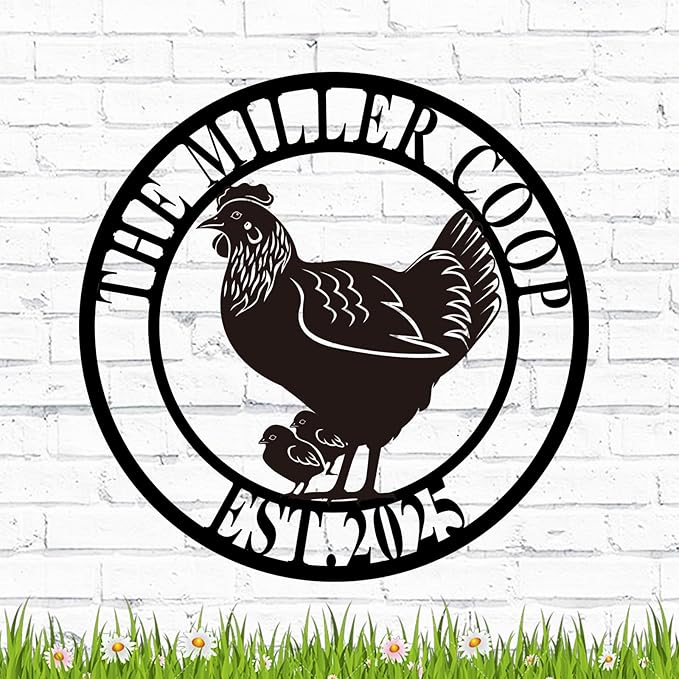 Custom Chicken Coop Metal Sign, Personalized Farmhouse Wall Decor, Vintage Fluffy Butt Hut Decor, Custom Name Sign for Farm, Gifts for Chicken Lovers