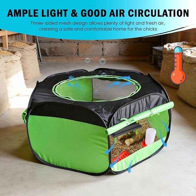 Chicken Brooder Box for Chick Starter Kit Upgrade Brooder Box for Chicks Brooder Tent with 10 * 12inch Brooder Heating Plate 4-in-1 Bundles with Chicken Feeder, Waterer (Brooder Set,Green)