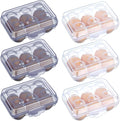 6 Pieces 6 Grid Egg Carton Camping Plastic Portable Egg Box Container for Refrigerator Storage Crisper Holder Carriage Tray(Blue＆transparent)