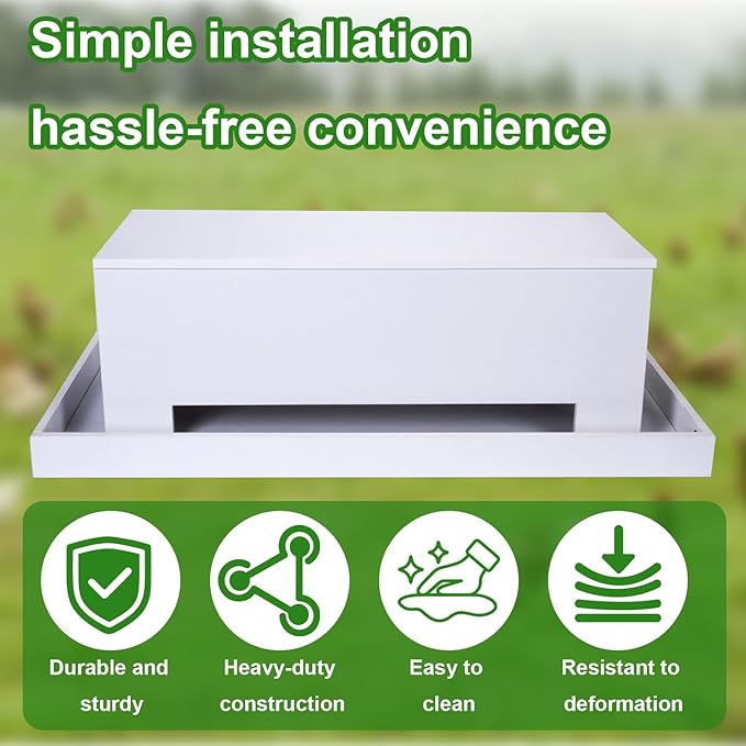 Large Chicken Feeder Trough 38", Heavy Duty Wooden Chicken Feeders with Crossbar, Holds 12 Chickens with Feed Storage Cabinet,Poultry Feeder Trough for Duck Geese Turkey Pigeon