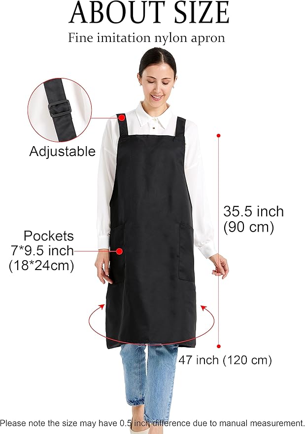 APRONNER Comfortable Water Repellent Cross Back Aprons for Women with Pockets for Cooking Kitchen Baking Adjustable Unisex