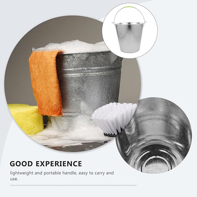 ABOOFAN Metal Water Bucket 8l Thick Metal Container with Handle Heavy Duty Water Carrying Pail for Farm Outdoor Cleaning and Home Use