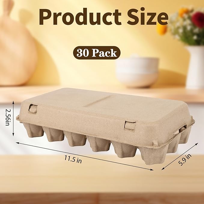 30 Pack Egg Cartons 18 Count - 3x6 Grids Egg Cartons for Fresh Eggs, Sturdy Cardboard Eggs Storage Containers for Household, Kitchen, Farm, Market
