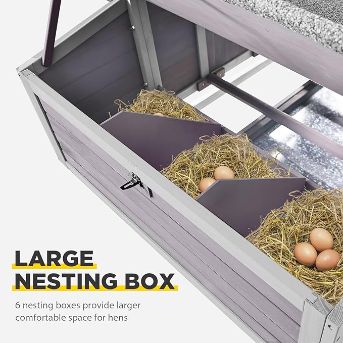 Aivituvin Chicken Coop with Wheels Large Poultry House with Two Nesting Boxes Outdoor Wooden Hen cage
