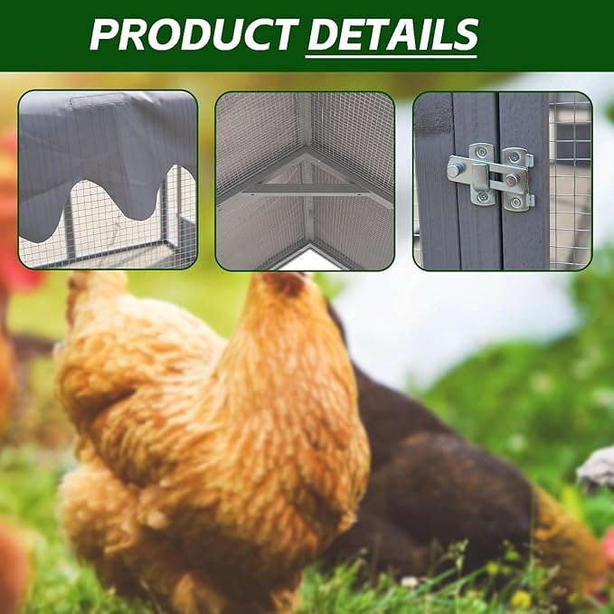 Endark 110" Large Walk-in Chicken Coop: A Spacious Outdoor Yard & Playpen with Waterproof Roof. Features Durable Wood Construction for Superior Rain Protection (Brown) (Grey)