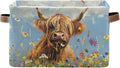 JIPONI Wild Highland Cow Fabric Storage Bins for Shelves, Decorative Storage baskets for organizing, Closet Organizer with Handle for Cloth, Toys, Bedrooms, Farmhouse