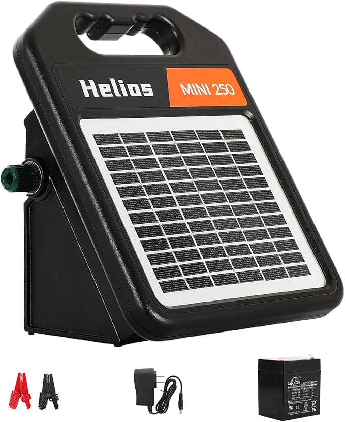 Andmon MINI250 Solar Electric Fence Charger with Day or Night Mode, 0.25Joule Portable Solar Fence Charger