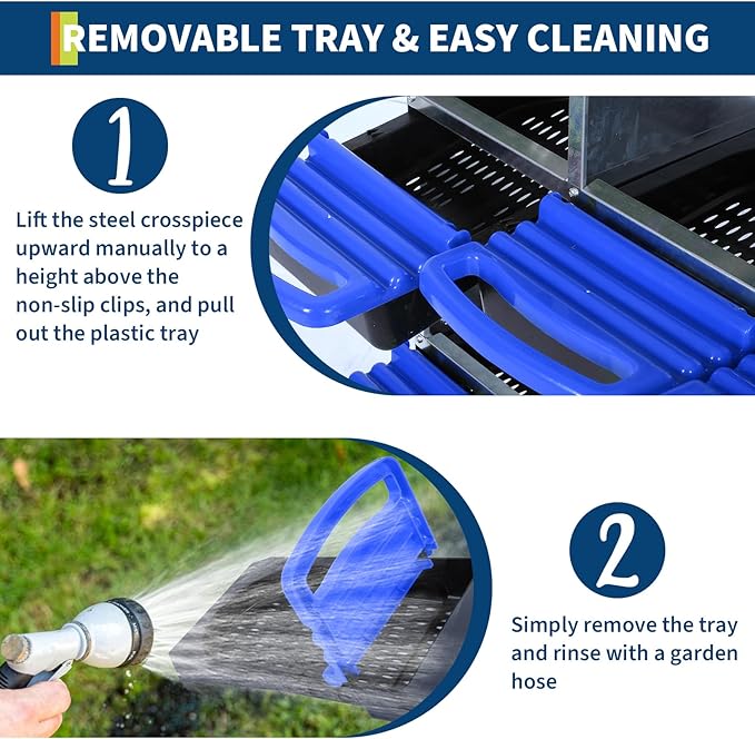 TricaLtkdp 2-Tier Chicken Nesting Boxes, Roll Away Eggs Laying Boxes, Cleanable Pull Our Hen Bird Duck Coop Roosting Box, with Leg, 8 Compartments, Blue