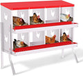 Chicken Nesting Boxes, 8-Compartment Metal Egg Laying Box with Swing Perch and Secure Lid – Versatile Wall Mount or Free Standing Suitable for Various Chicken Breeds - red with Leg