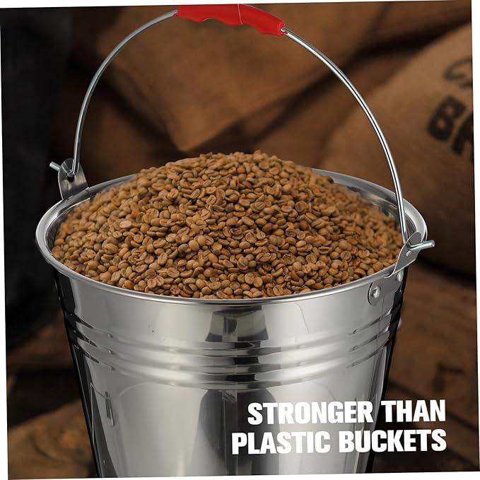 1pc Utility Bucket Stainless Steel Folding Lid Milk and Water Storage Household Use