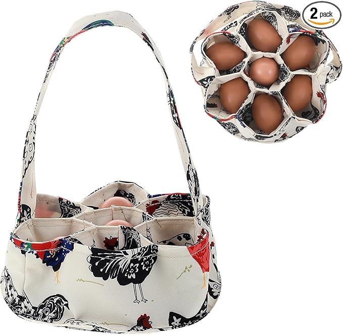 Egg Collection Basket, Egg Bags, Portable Eggs Carrier, Eggs Gathering Basket with 7 Pouches for Home Garden Farm Use