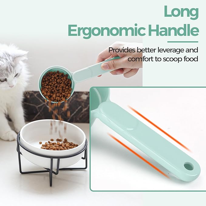 Melamine Dog Food Scoop - 1 Cup Pet Measuring Cup, Comfortable Long Handle Scoop for Dog, Cat, Ferret and Rabbit Food, Dishwasher Safe (Light Green)