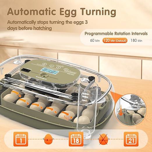 Incubators for Hatching Eggs Egg Incubator Chicken 360° Egg Candler Viewing for Chicken, Ducks, Goose, Pigeon, Quail 24 Eggs