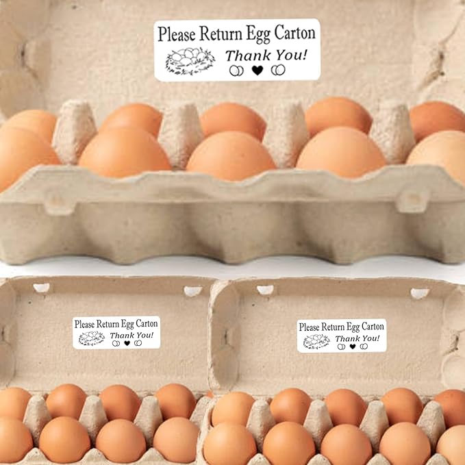 Please Return Egg Carton Labels Tags,1 x 2.65 Inch Self Adhesive Farm Fresh Eggs Carton Stickers for Packaging Box Container Carton Farm Supplies (480 pcs)