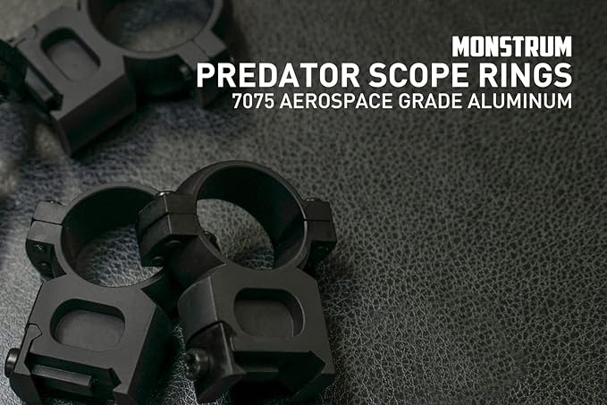 Monstrum Predator High Performance 7075 Aluminum Scope Rings | Picatinny Base | 30 mm | Low Profile