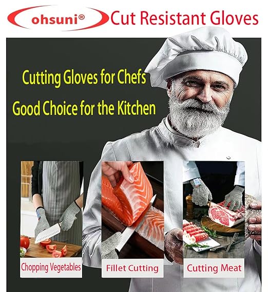 Cutting Gloves, 1 Pairs of Cut Resistant Gloves Food Grade, Cut Resistant Gloves for Kitchen, Oyster Shucking, Fish Fillet Processing, Carving Wood and Gardening(Small-Blue)