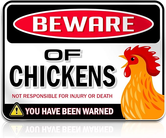 Bigtime Signs Beware of Chickens PVC 9"x12'' Decor Funny Warning Sign - Chicken Yard Decorations Chicken Coop Accessories - Chicken Gifts for Chicken Lovers - Chicken Coop Signs