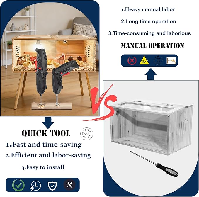 Brooder Box for Chicks,with Sliding Door,Table Legs,2 Types of Thermometer with Heat Lamp Set Suitable for Chicks/Duck/Parrot/Hamster (40"×15.7"×15.7")