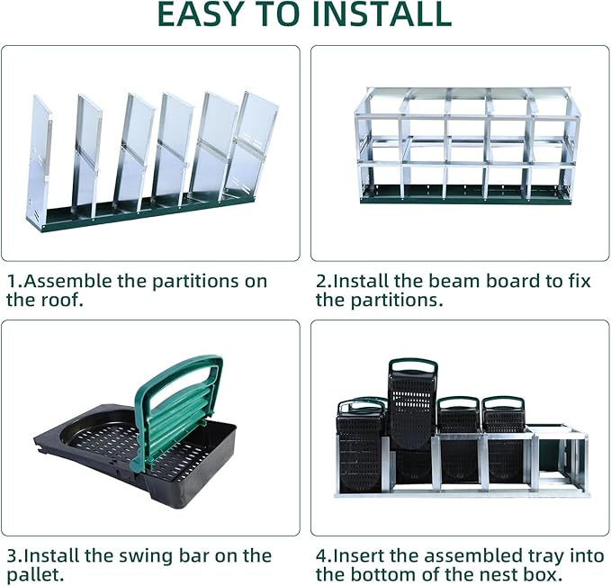 Chicken Nesting Box, 10 Compartment Roll Away Nesting Box for Eggs, Chicken Laying Box with Egg Collection, Cleanable Pull Out Hen Roosting Boxes ﻿