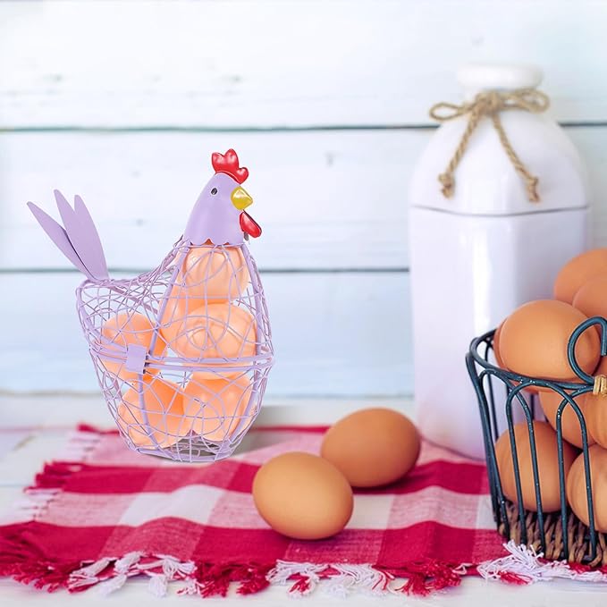 PRETYZOOM Hen-shaped Home Basket Practical Iron Storage for Eggs Fruits and Snacks for Kitchen Restaurant Buffet and and Stylish Storage