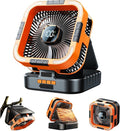 Solar Camping Fan with Light-10000mAh Rechargeable Portable, 6 Speeds, Digital Display, Timer, 120° Oscillation, Cordless Battery Powered Fan for Home Outdoor Tent Travel BBQ Fishing (Orange)