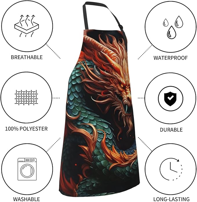 Waterproof Aprons for Women Men Adjustable Bib Cool Electric Guitar Apron Chef Cooking Aprons for Kitchen