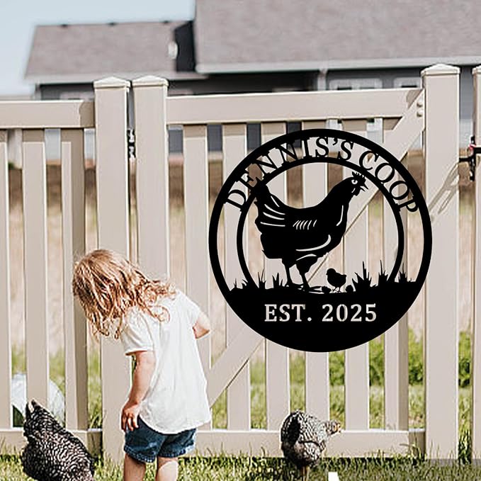 Custom Chicken Coop Metal Sign,Personalized Hen House Farm Sign Backyard Chicken Decor,Rustic Farmhouse Gifts for Chicken Lovers Farm Gifts