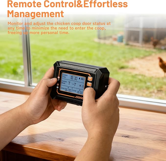 Automatic Chicken Coop Door, Solar Powered with Remote Control, Timer & Light Sensor, Anti-Pinch Safety for Chicken Run & Duck Coop