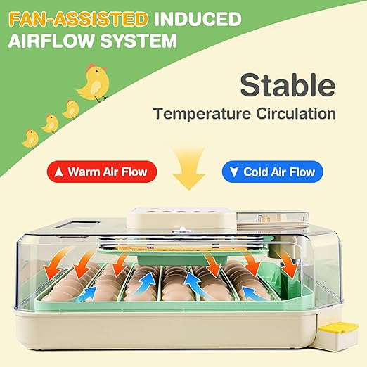 Sailnovo 48 Egg Incubator for Hatching Eggs with Auto Egg Turning, Precise Temp & Humidity Control, 360°Viewing, Egg Candler, Incubator for Chicken Eggs/Duck/Quail,Ideal for Farm/School/Lab,Green