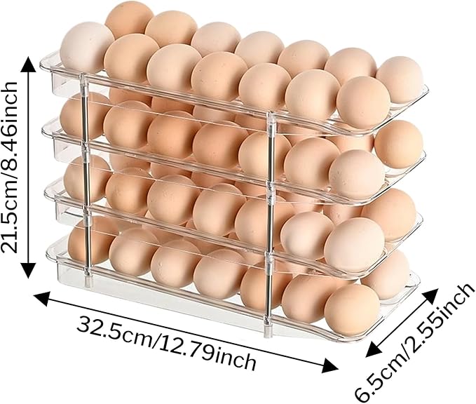 Detachable Egg Storage - 4-Layer Clear Container Box, Stackable Egg Organizer | Large Capacity Storage Rack, Compact Space Saving Design, Durable Kitchen Fridge Pantry Accessory | Efficient Counter O