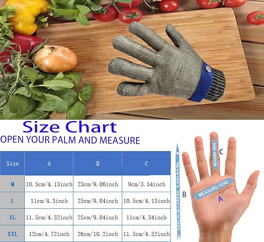 ANSI A9 Cut Resistant Gloves, Upgrade 2.0Food Grade 316Stainless Steel Wire Mesh Metal Gloves,Cutting Gloves Kitchen, Oyster Shucking, Fillet Cutting,Meat Cutting and Metal Processing(XL-1PCS)