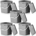 Mumufy 5 Pcs 3.5 Gallon Square Food Grade Bucket with Lid Square Bucket Pail Plastic Handles for Long Term Food Storage, Camping, Fishing, Home Organization Easy Stack and Store (Gray)
