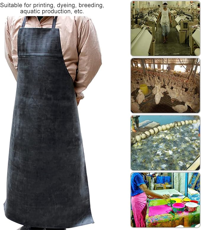 Waterproof Apron Rubber,42" Adjustable Extra Long Industrial Work Apron for Grilling Dishwashing Lab Kitchen Butcher，Vinyl Heavy Duty Aprons for Adults