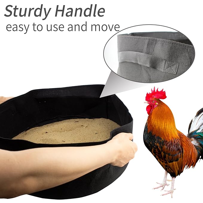 FlidRunest 2PCS Chicken Dust Bath Tub for Coop, Chicken Bath Cleaner Container with Sturdy Handle, 22.8'' x 9.8'' Dust Bath Pool for Chickens, Essential Coop Accessory for Chick, Hens, Poultry
