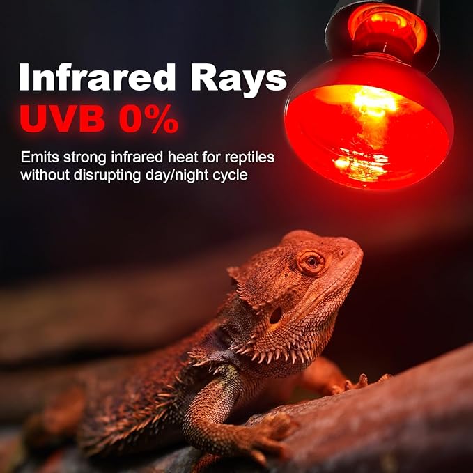 MIXJOY 150W Infrared Heat Lamp Bulbs, 2 Pack Reptile Infrared Heat Emitter Red Heat Lamp Bulbs Basking Light Bulbs for Reptiles, Bearded Dragon, Lizard, Tortoise, Chickens, Pets