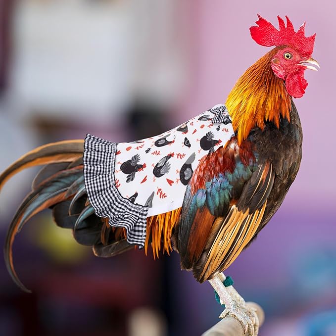 Whaline 8Pcs Chicken Saddles for Hens Chicken Apron with Elastic Straps for Poultry Protector Wing Back Feather Fixer Supplies