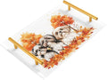 Bathroom Vanity Tray Counter Organizer, Cute Dogs with Fall Leaves Decorative Tray with Handles Countertop Storage for Bathroom Bedroom Kitchen Home Farmhouse