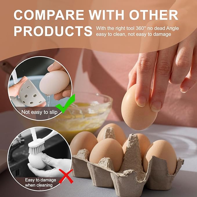 Silicone Egg Wash and Scrub Brusher 4PCS, Reusable Cute Chick-Shaped Cleaning Scrubber Tool for Fresh Eggs, Chicken Duck Fruit and Vegetable(Grey)