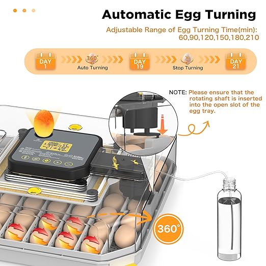 Incubator for Hatching 48 Eggs with Automatic Egg Turning and Humidity Control, Egg Incubator with Temperature, Incubators for Chicken, Ducks, Goose, Quail, Pigeon, Grey