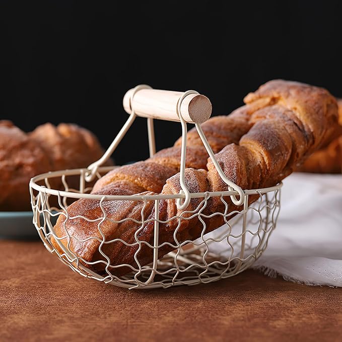 1pc Wrought Iron Storage Basket Kitchen Organizer Decorative Basket Creative Basket Fruit Container Desktop Storage Holder Decorative Fruit Basket Bakery Bread Holder Bread Basket