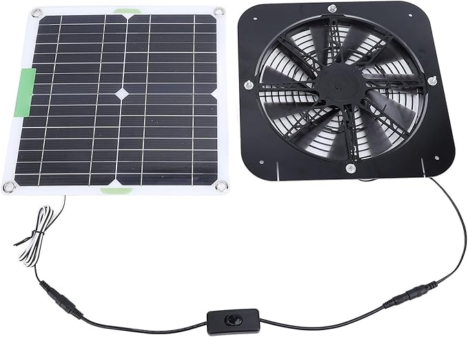 Dpofirs 13.5in Solar Powered Fan, Solar Exhaust Fan Kit, Cooling Ventilation for Greenhouse, Chicken Coop, Shed, Dog House, Without Power Storage, Solar Panel, Exhaust Fan
