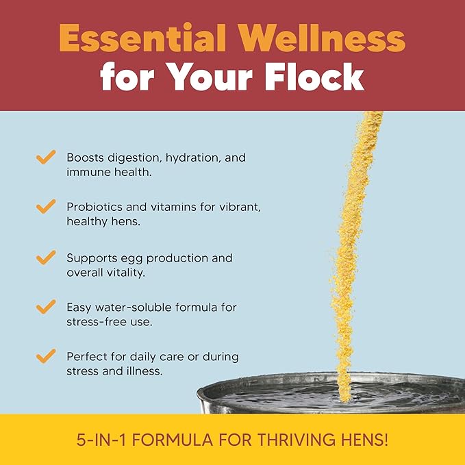 Equerry's Flock PRO Hen Boost - Digestive Supplement for Hens | Chicken Vitamins and Supplements | Probiotics, Digestive Enzymes, Electrolytes for Adult Poultry-8 OZ
