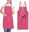 Unisex Aprons with Large Pockets,Cotton Canvas Cross Back Heavy Duty Adjustable Work Apron,Size Kids to Adult