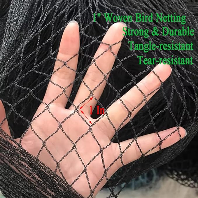 Bird Netting for Chicken Coop 50x100 Ft, 1" Mesh, Strong Woven Poultry Netting Roof Cover for Chicken Run, Heavy Duty Bird Net for Fruit Trees, Blueberry, Vegetables, Garden Protection