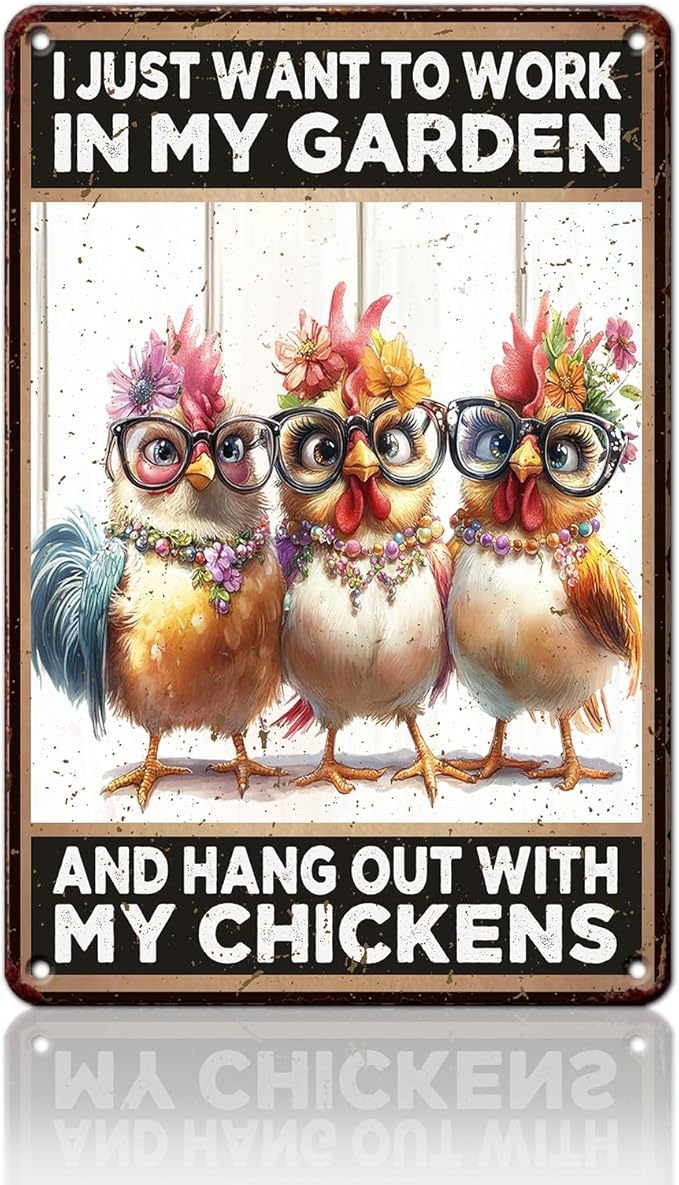 Funny Chicken Signs Garden And Hang Out With My Chickens Aluminium Sign Metal Chicken Signs Decor Home Ktichen Farm Are Wall 12x16 Inch Vintage Chicken Signs For Coop Metal Tin Signs Poster