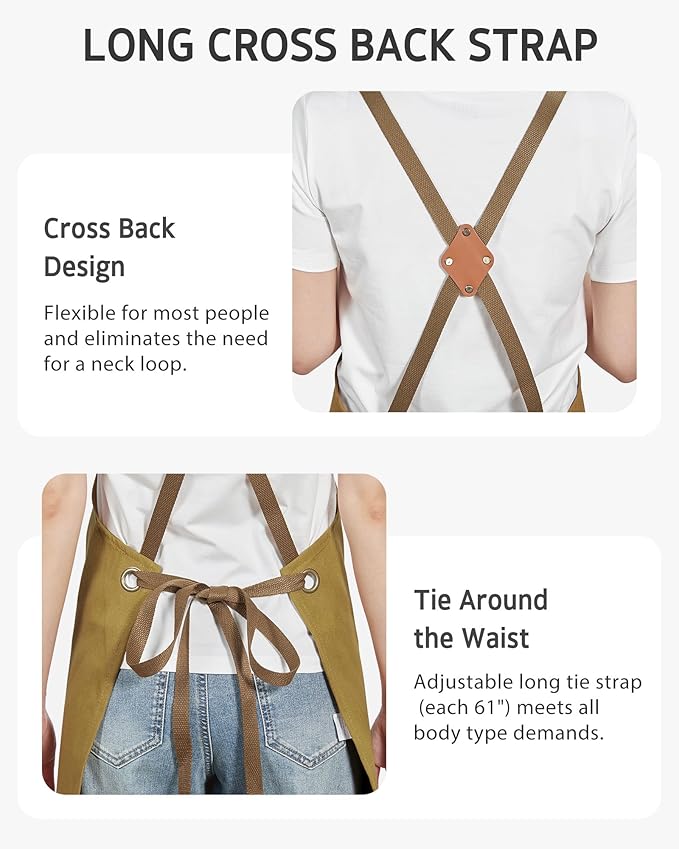 Syntus Adjustable Bib Apron with 2 Pockets Cooking Kitchen Aprons for Women Men Chef