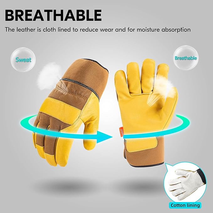 Vgo... 1-Pair Unlined Safety Pigskin Leather Work Gloves Men, Rigger Gloves, Builder Gloves, Construction gloves, Gardening gloves (Size XL, Brown Yellow, PA3501)